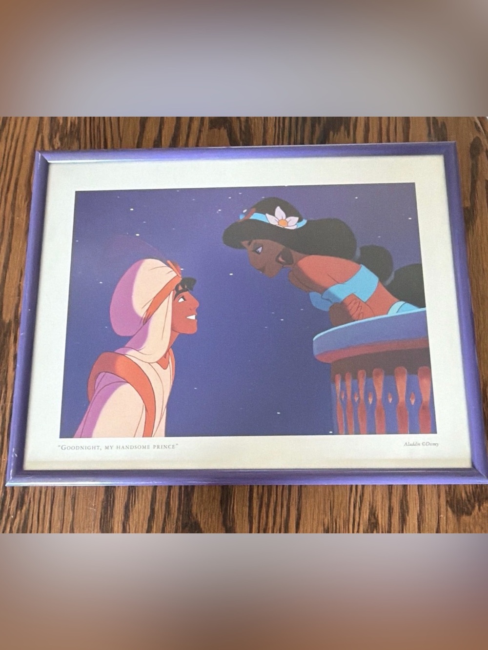 Disney Purple Accent Framed Print with Teal and Peach Details